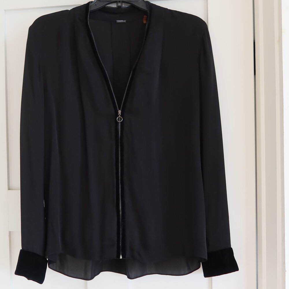 Elie Tahari 100% Silk with velvet piping Sz S